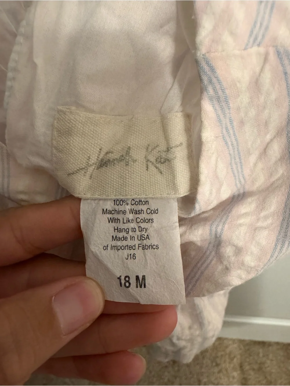 Hannah Kate Pink Seersucker Striped Bubble - 18m